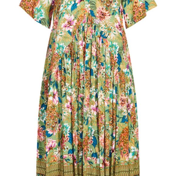 Loralette Sage Floral Maxi Dress - 14/16 with POCKETS - Picture 3 of 7